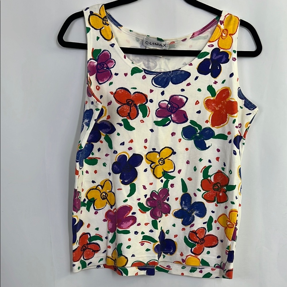 Women's Floral Tank Top - Multicolor casual 100 percent cotton summer tank top - Picture 2 of 6